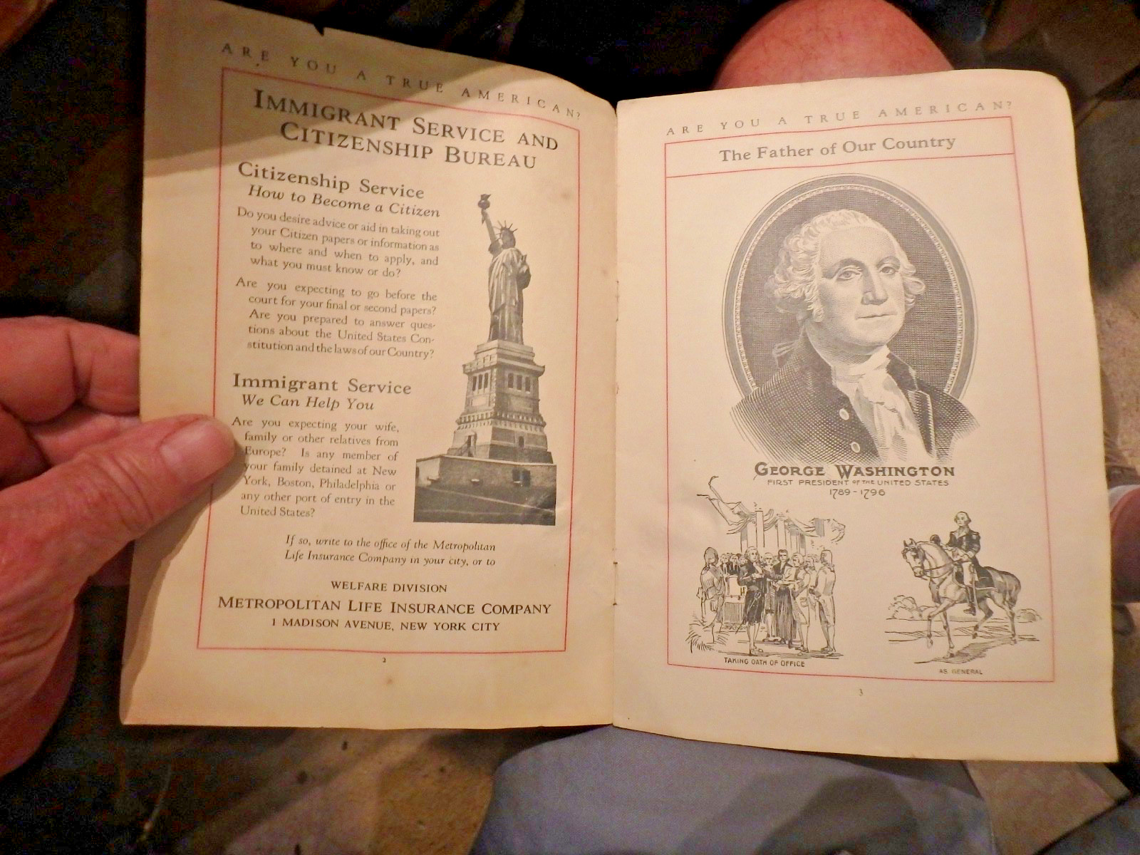 4F- vintage METROPOLITAN Life INS 11 page pamphlet- “are you a true American”i