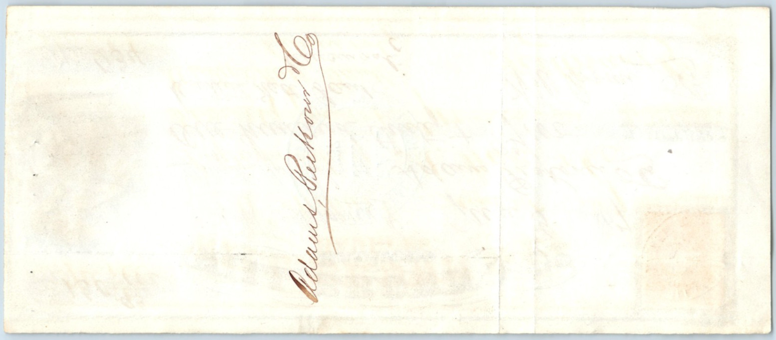 1867 Will Brown & Co Cincinnati, Ohio Bank Check w/ 2 Cent Tax Stamp 40 #DD