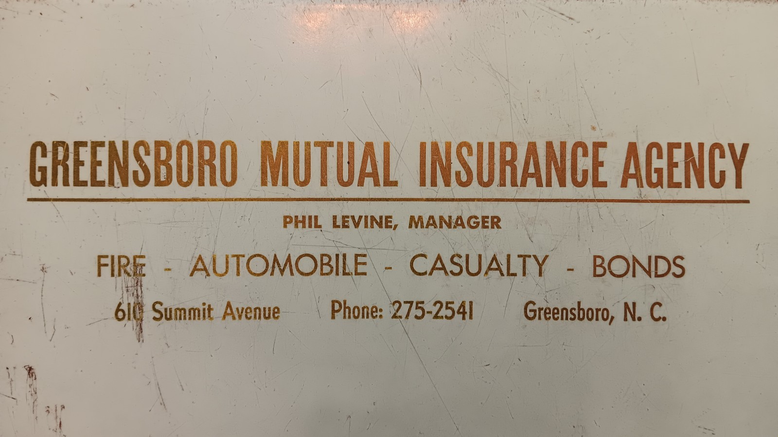 Vintage Greensboro NC Mutual Insurance Agency North Carolina Advertising Box