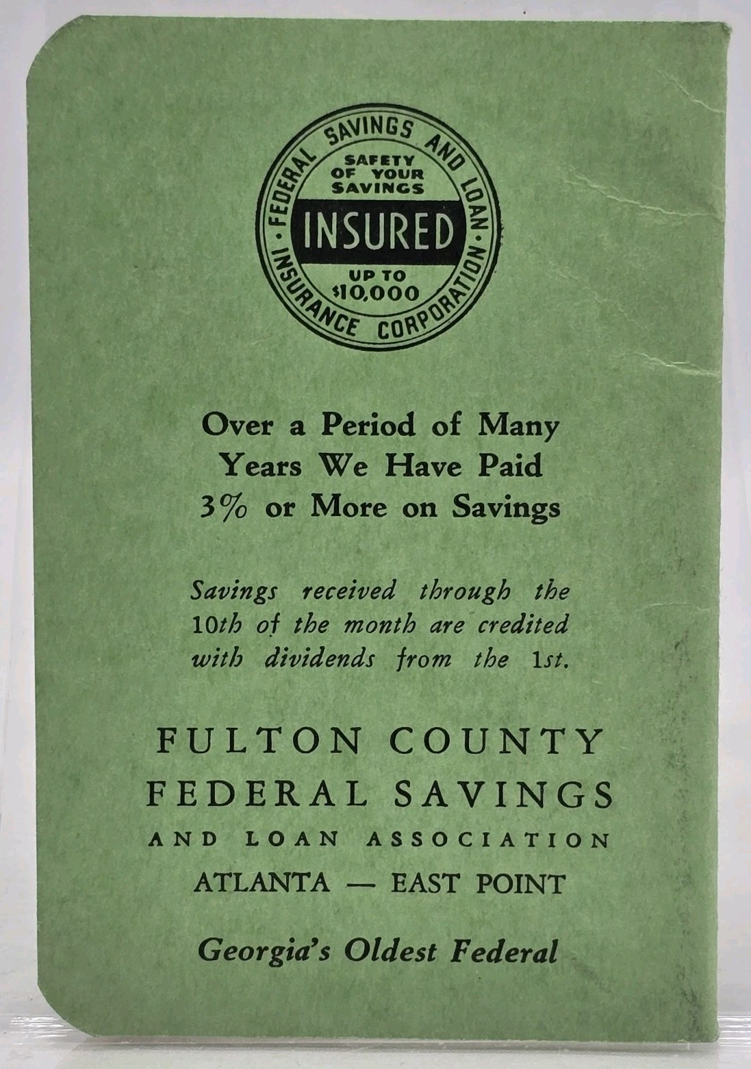 Vtg Fulton County Federal Savings & Loan Pocket Size Calendar Book March 1954