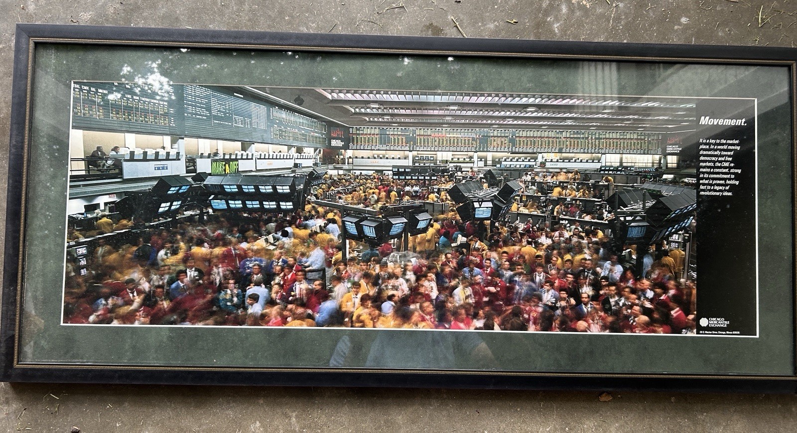 S&P 500 Pit Chicago Mercantile Exchange / CME Mid ‘90’s Framed Poster 39” x 17”