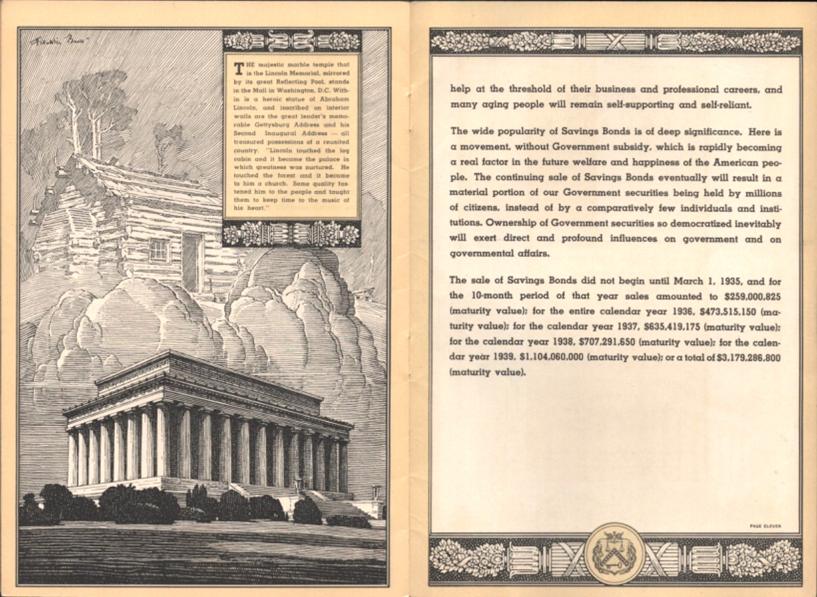 1940 UNITED STATES SAVINGS BONDS old historical booklet FRANKLIN BOOTH DRAWINGS