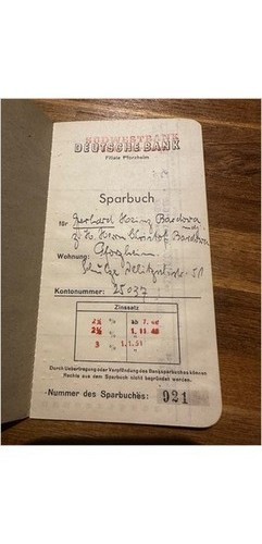 Deutsche Bank Sparbuch 1951 Südwestbank Pforzheim Freikonto 25037 Germany