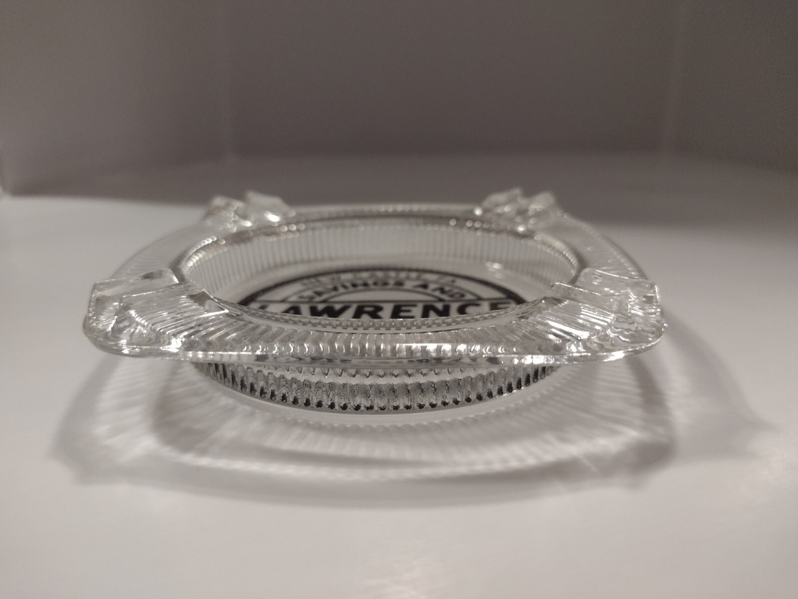 Vtg Clear Glass Ashtray Lawrence Savings Trust Co New Castle Ellwood City PA
