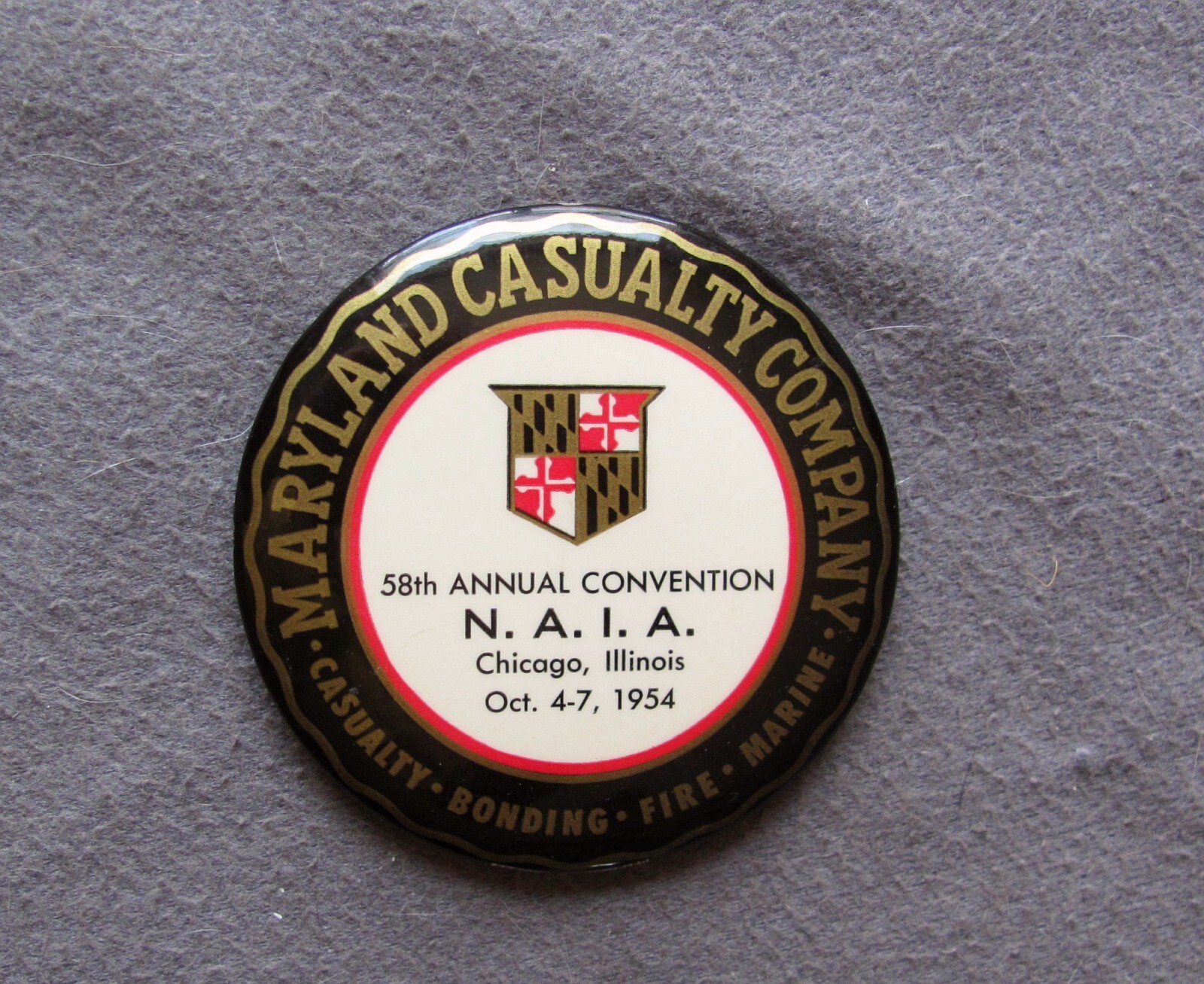 1954 Chicago Insurance Convention Souvenir Paperweight Mirror Maryland Casualty