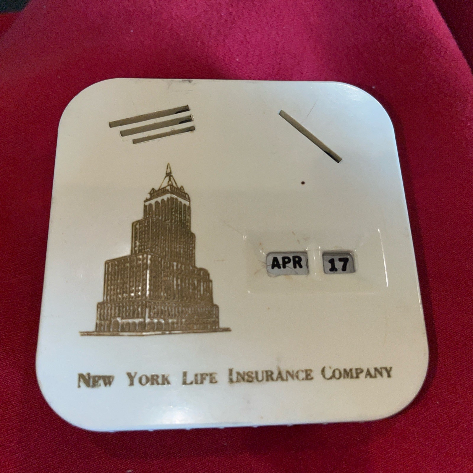 New York Life Insurance Company Vintage Coin Calendar Bank—No Key & Untested