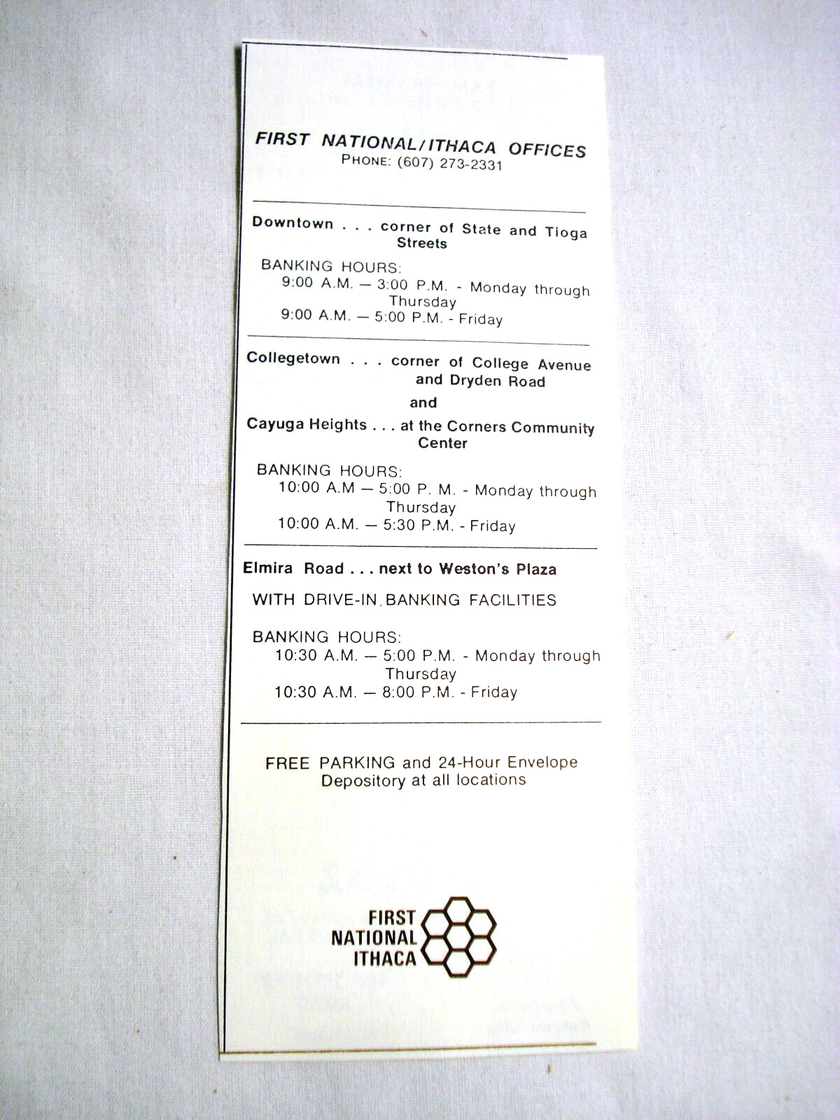 1972 Bank Ad Tompkins County Trust Company with 6 Locations, Ithaca, N.Y.