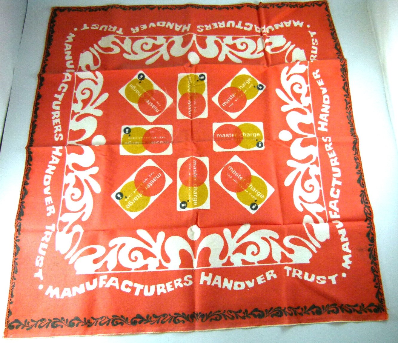 1960s Manufacturers Hanover Bank/Master Charge Advertising Scarf/Bandana