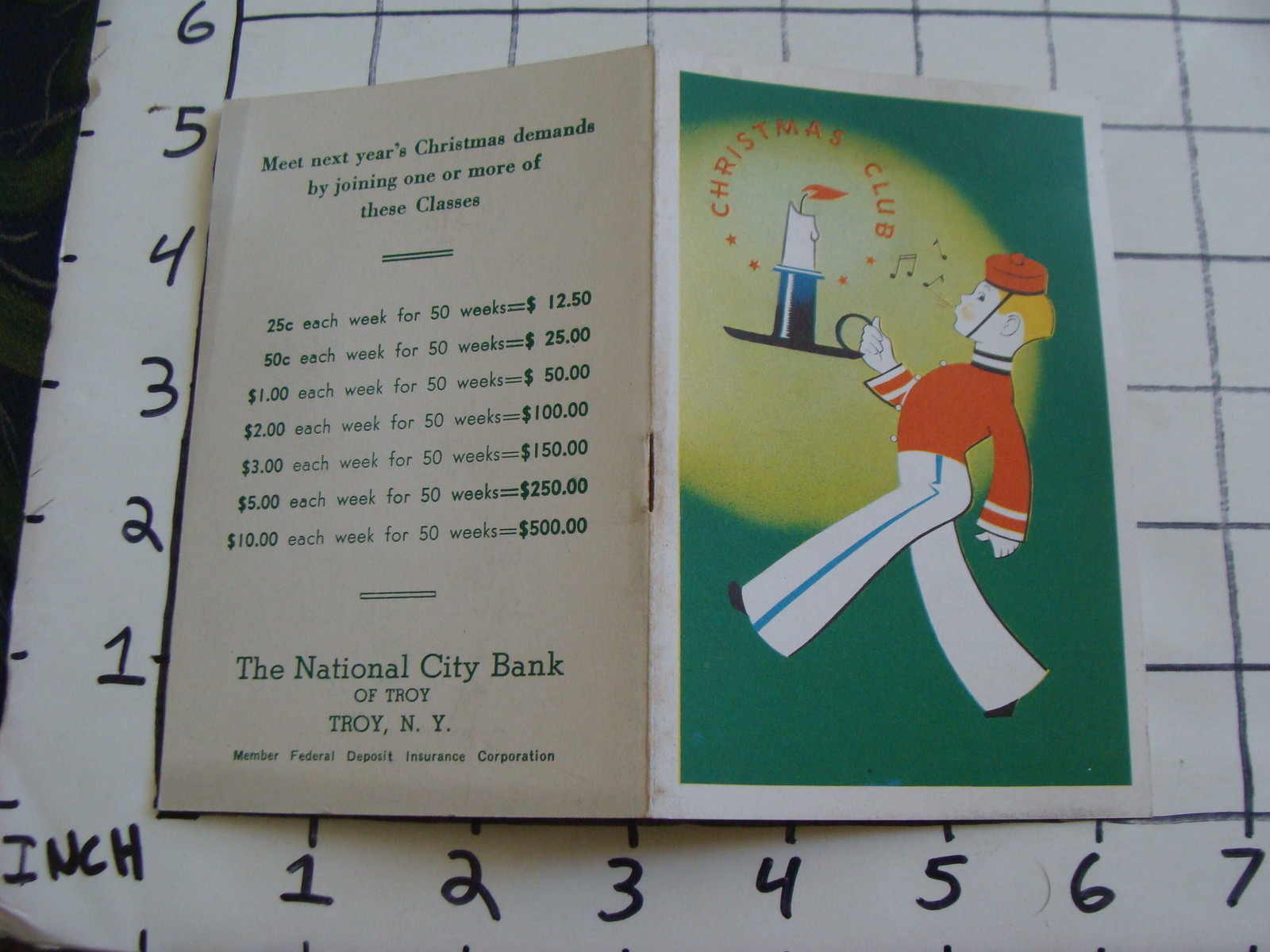 Original Vintage Paper: CHRISTMAS CLUB Troy NY national city bank 1916