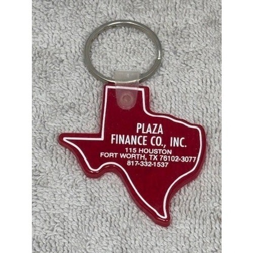 Vintage Advertising Keychain Plaza Finance Co Fort Worth Texas Red
