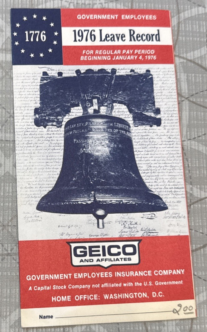 1976 Government Employees Leave Record. GEICO Insurance Company
