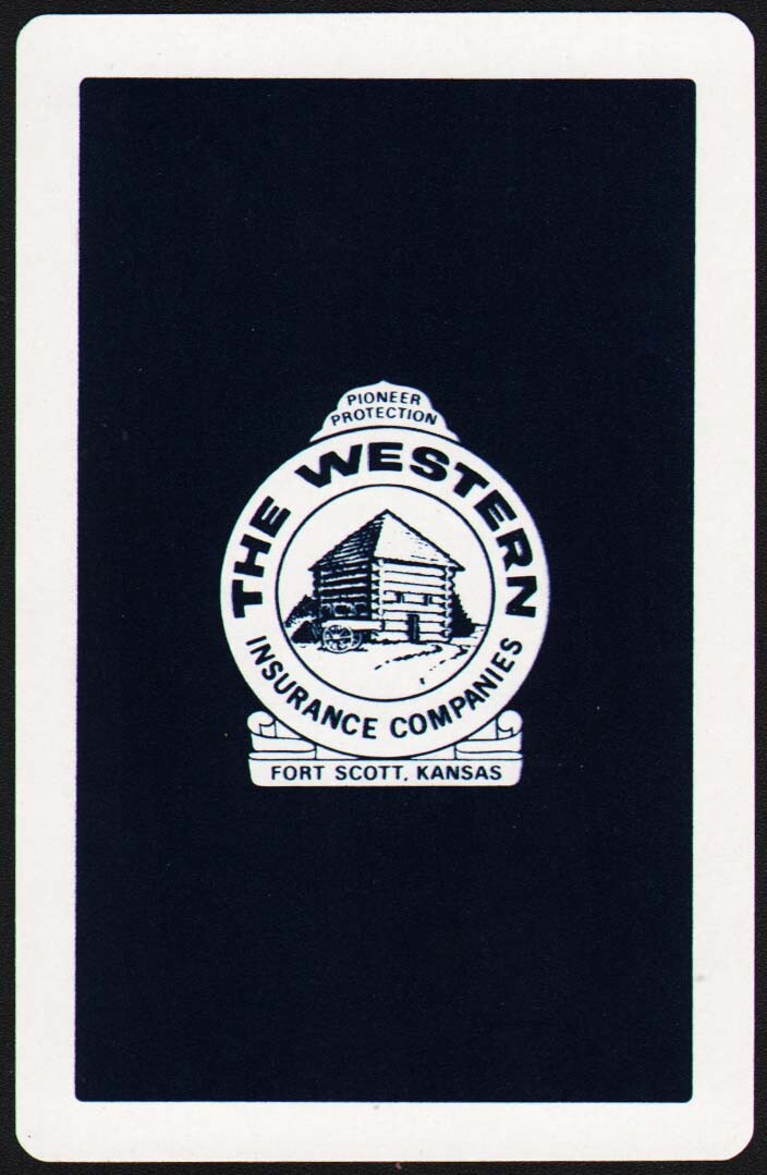 Vintage single playing card WESTERN INSURANCE COMPANIES black Fort Scott Kansas