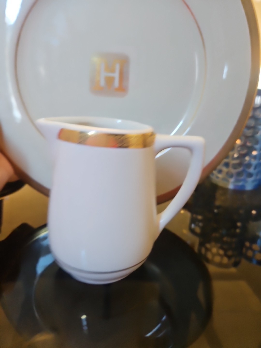 Manufacturers Hanover Trust Gold Trimmed Gravey/Cream Server