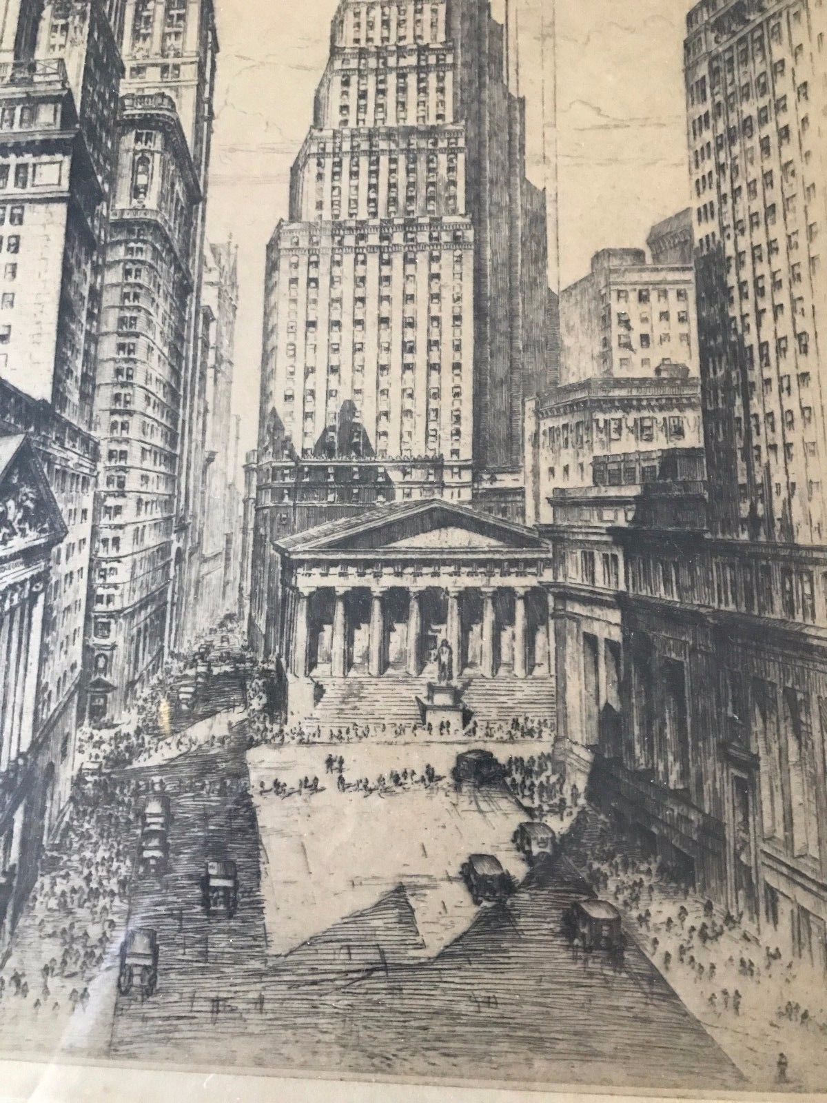 Etching NYSE/ Federal Hall Washington Took Oath Anton Schutz 1925 WALL/BROAD ST