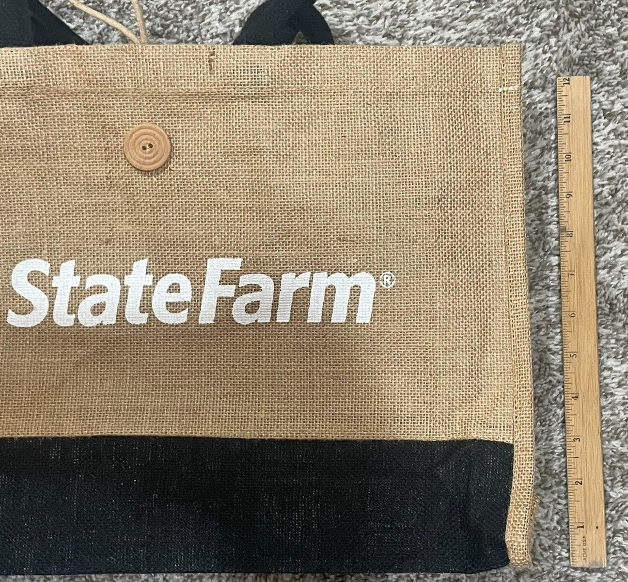 State Farm Canvas Burlap Beach Pool Bag Purse – 17″ x 12″ x 4″ – New, Never Used