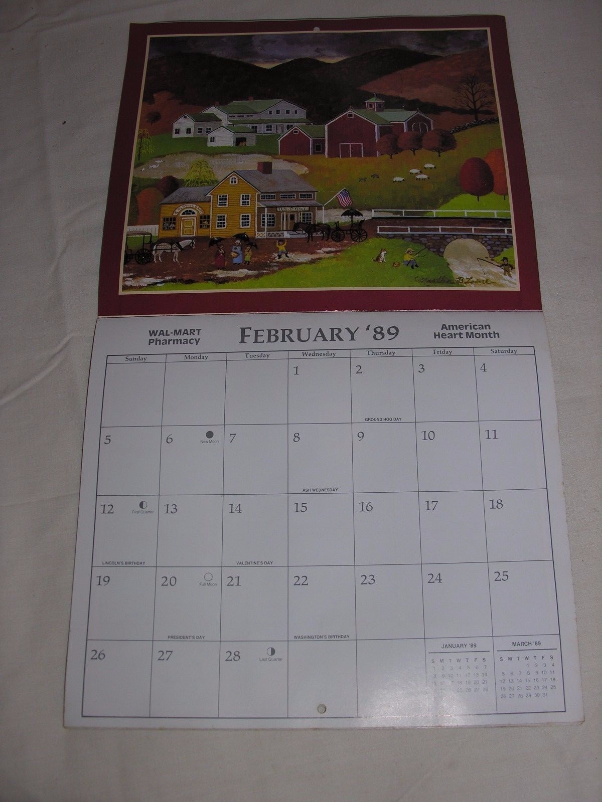 Vintage 1989 American Heritage Bank calendar