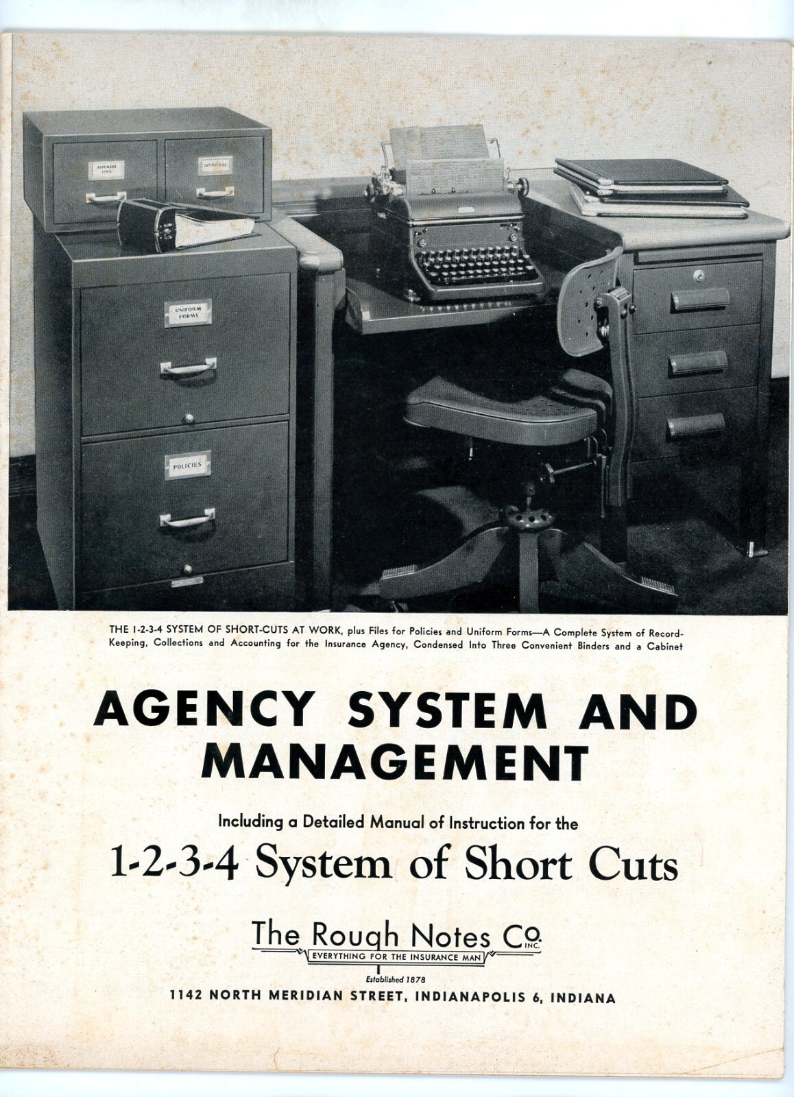 1953 Agency System Management 1-2-3-4 Short Cuts Rough Notes Co Manual Indiana