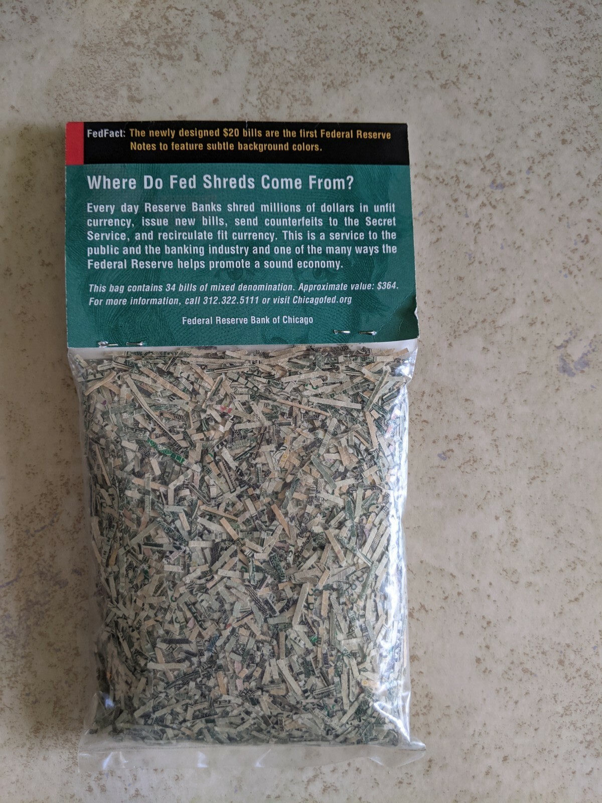 Fed Shreds Of Chicago Federal Reserve Bank $364 Various Bills