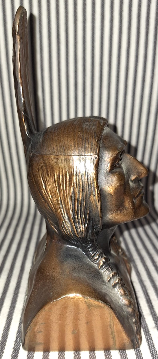 LOT OF 2 SET VTG SHAWMUT BANK OF BOSTON NATIVE AMERICAN INDIAN BOOKENDS BANKS