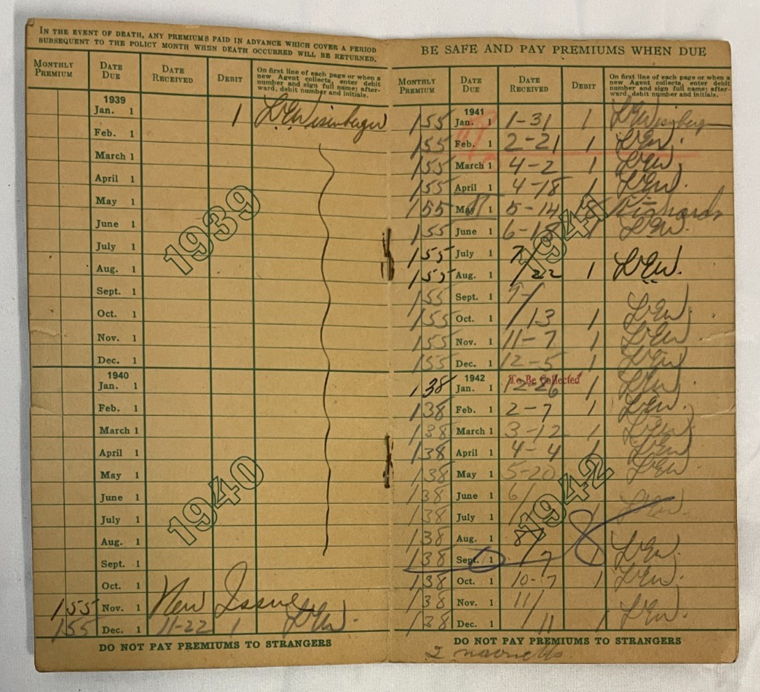 Lot of 5 1930s, 1940s Prudential Insurance Company Premium Receipt Books