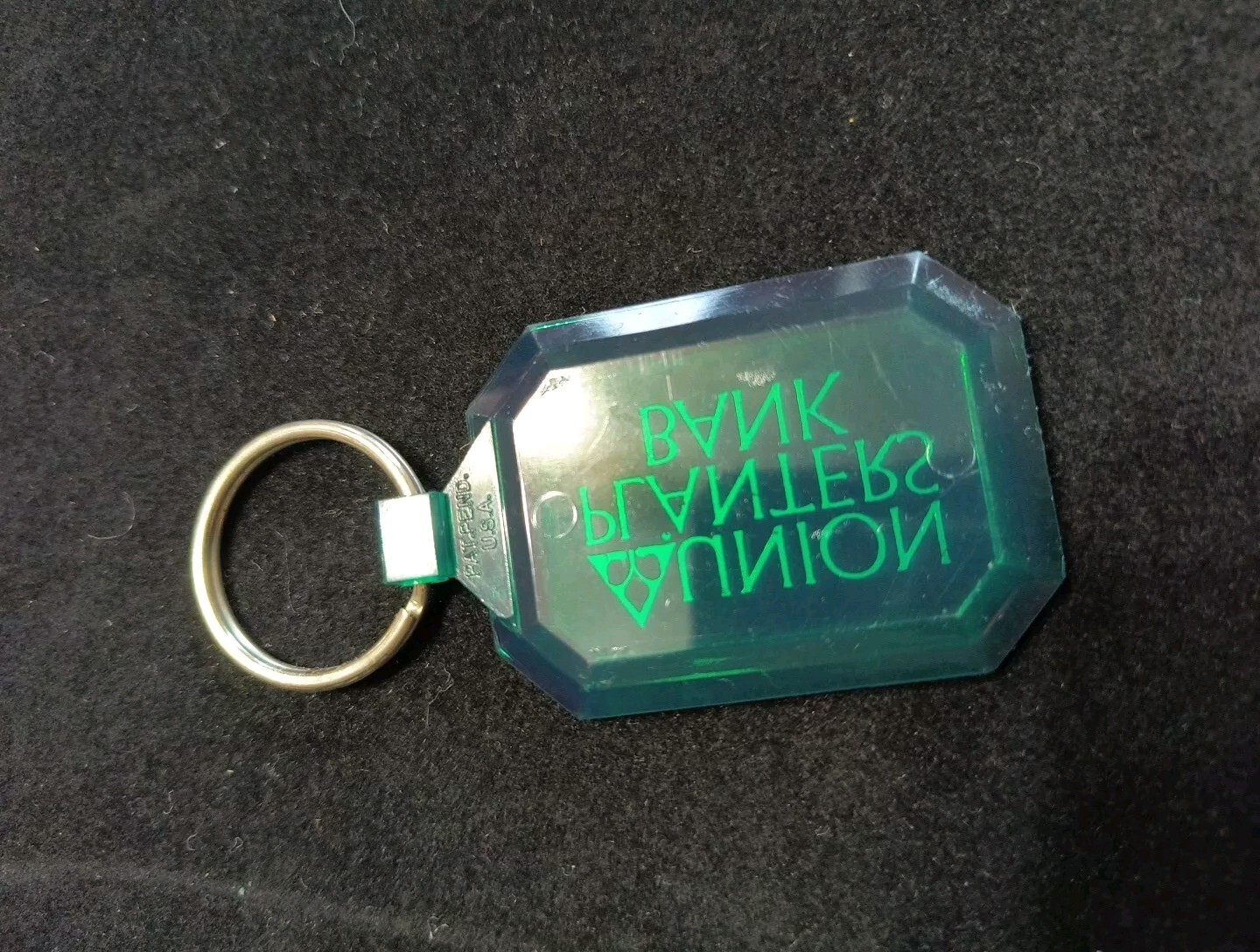 Plastic Green Union Planters Bank Keychain