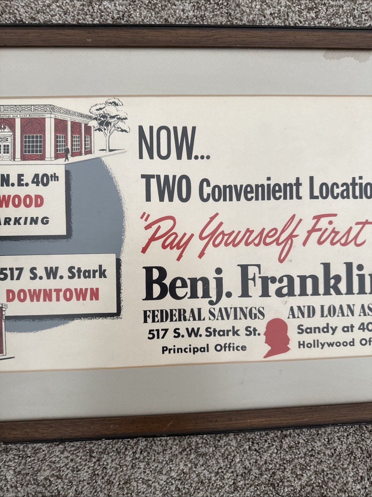 Vintage 1950’s Advertising 4 Framed Prints – Benjamin Franklin Savings And Loan
