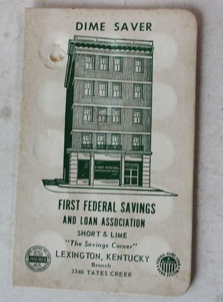 Lexington Kentucky First Federal Savings and Loan Dime Saver Cardboard Booklet +