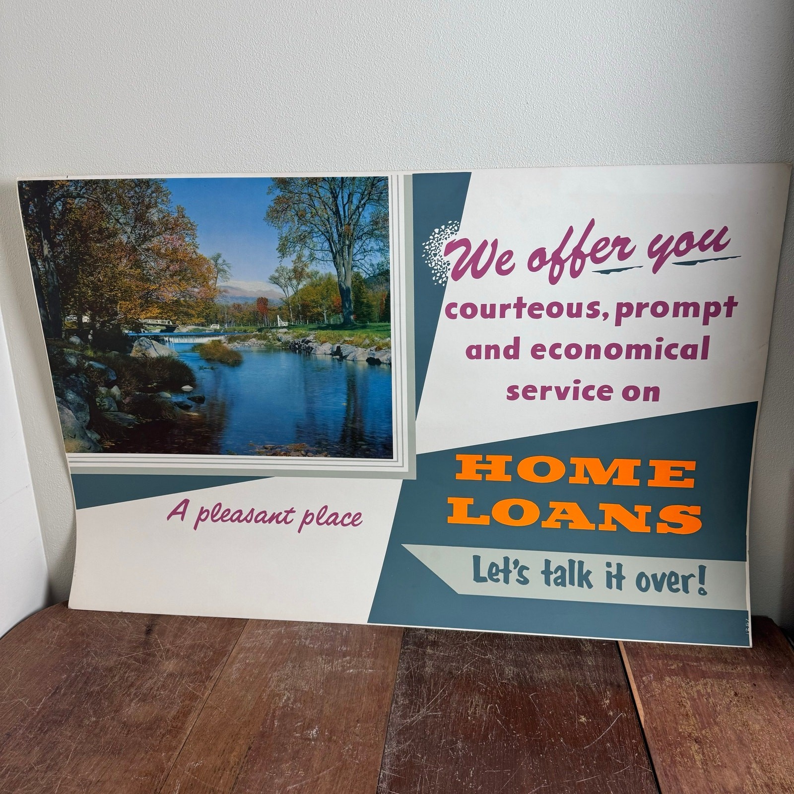 Vintage LARGE Banking Financial Home Loan Advertising Poster 40 x 26 inches