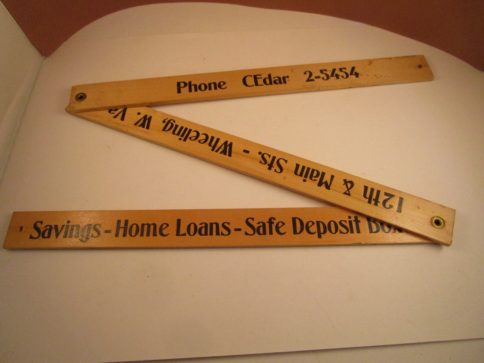 Vintage Wooden Folding Yardstick Peoples Federal Saving & Loan Bank WV