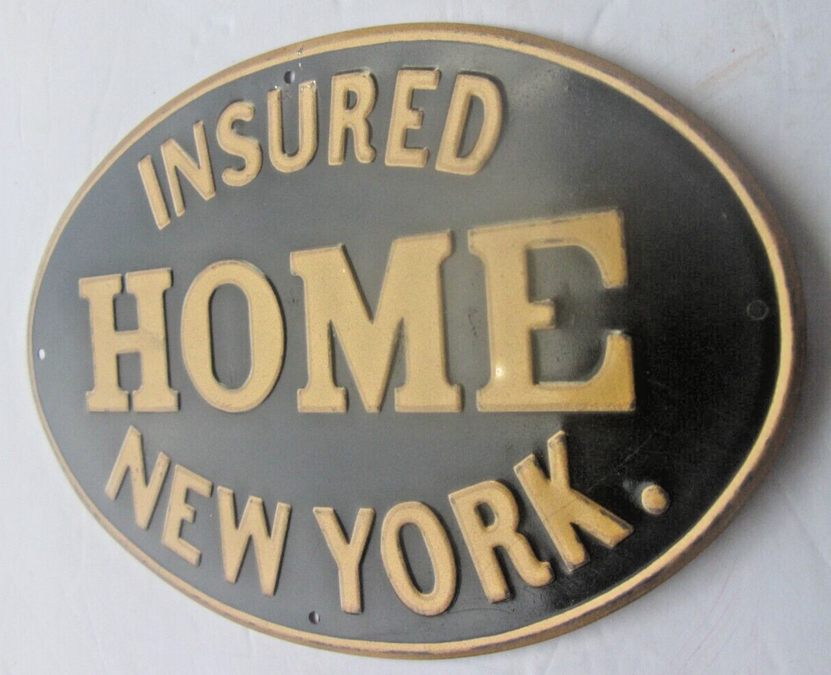 HOME NEW YORK: Authentic Insurance Company Tin Fire Mark- SIGN/MARKER BU #235 X1