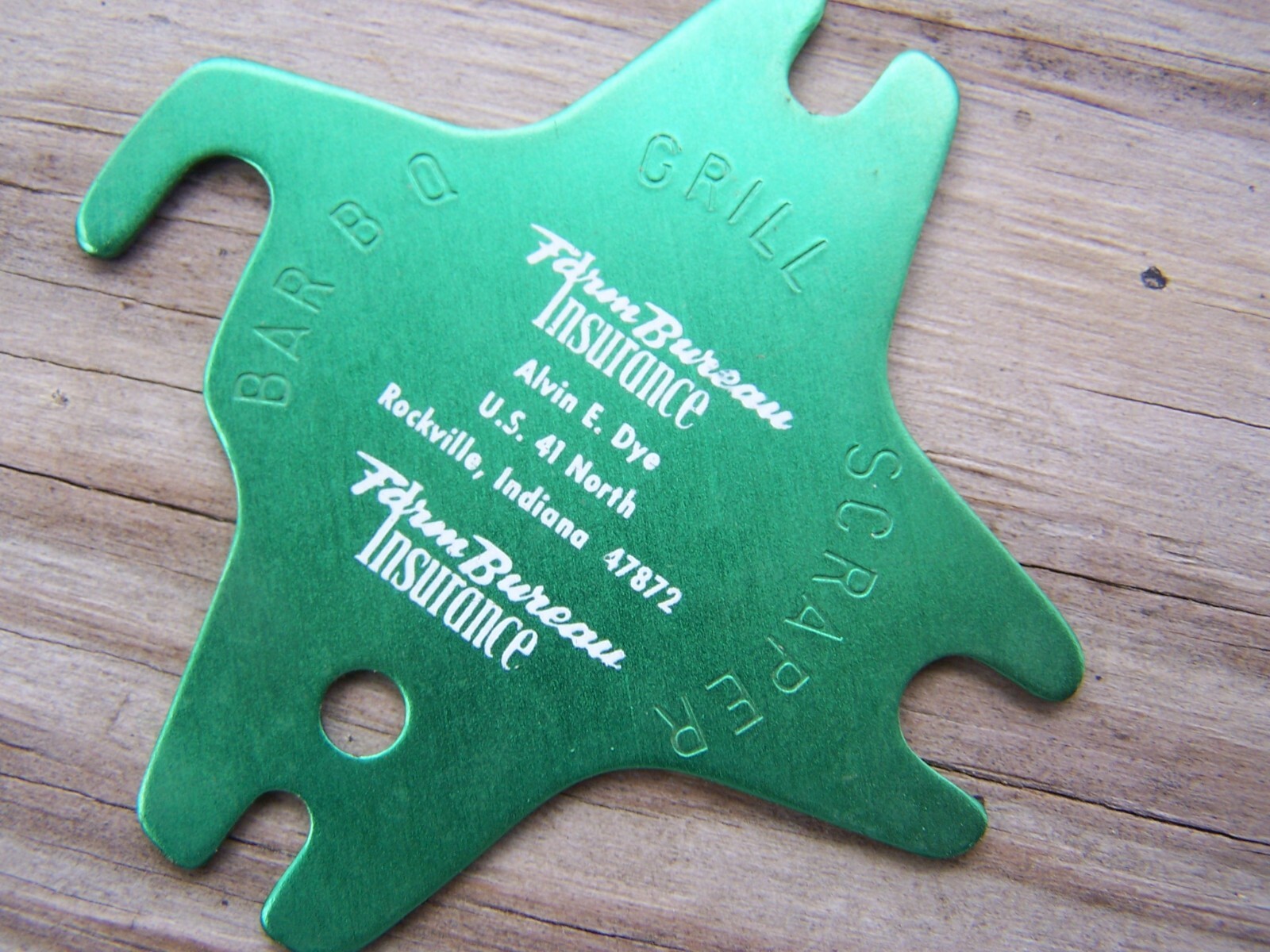 ALVIN E. DYE FARM BUREAU INSURANCE Metal Bar B Q Grill Scraper ROCKVILLE INDIANA