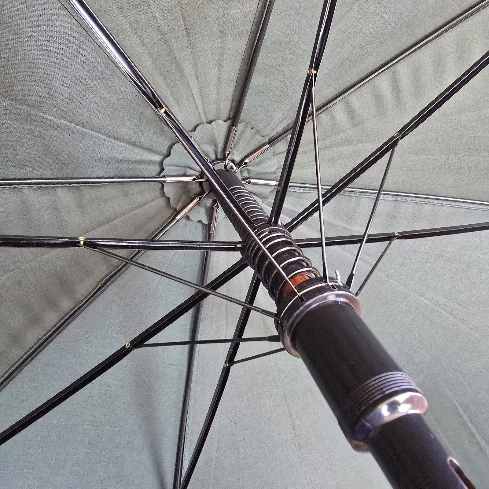 Collectible First Republic Bank Cane Umbrella Wooden Handle 42″ Span
