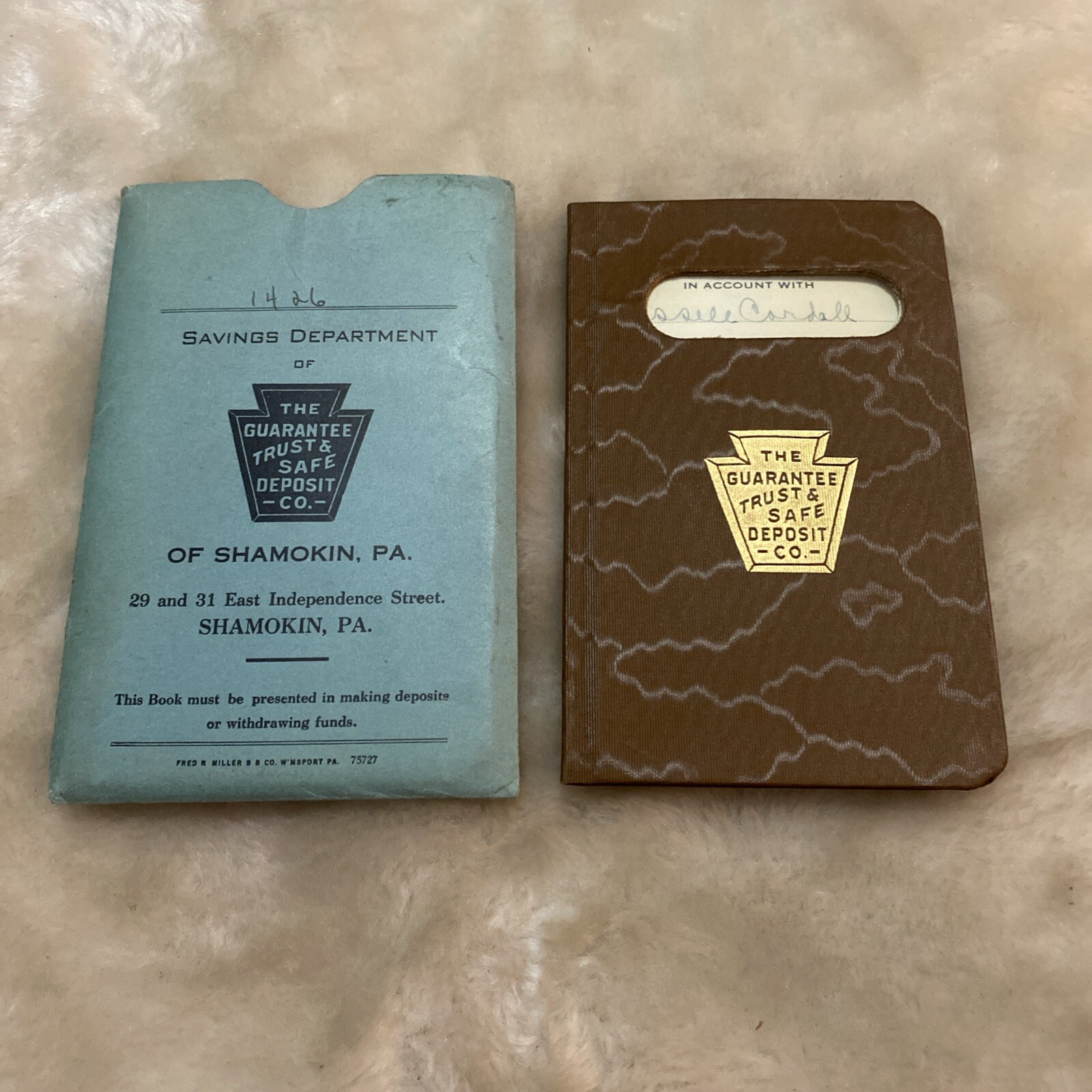 Shamokin Pa Guarantee Trust Safe Deposit Co Savings Book