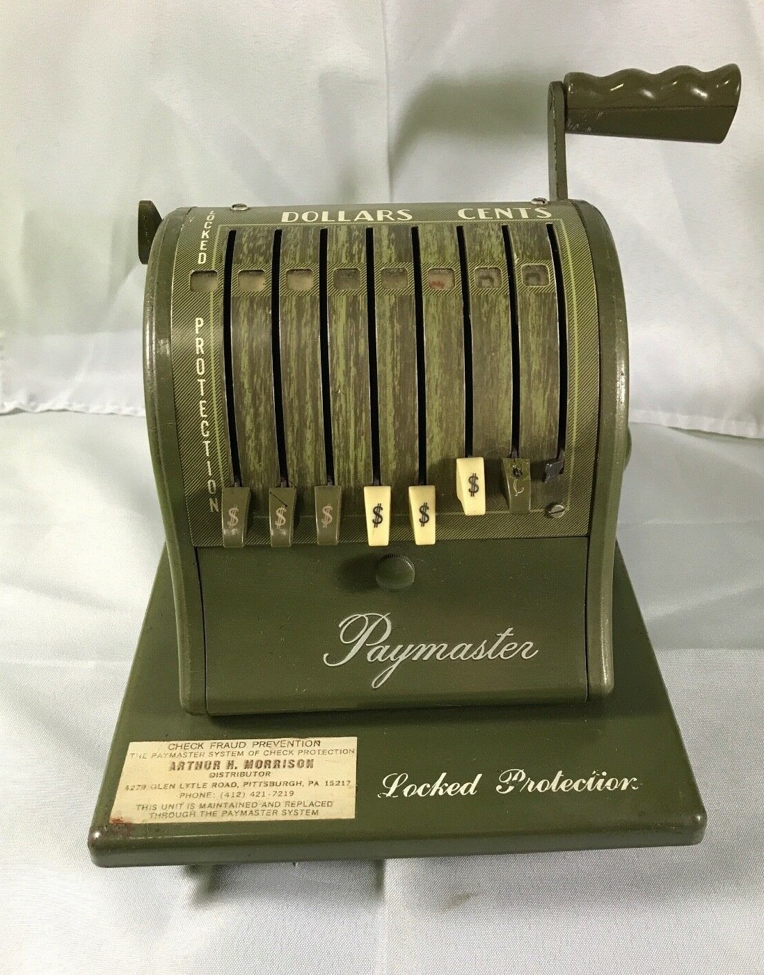 Vintage Paymaster Series X-2000 Check Writer Stamping Machine Locked Protection
