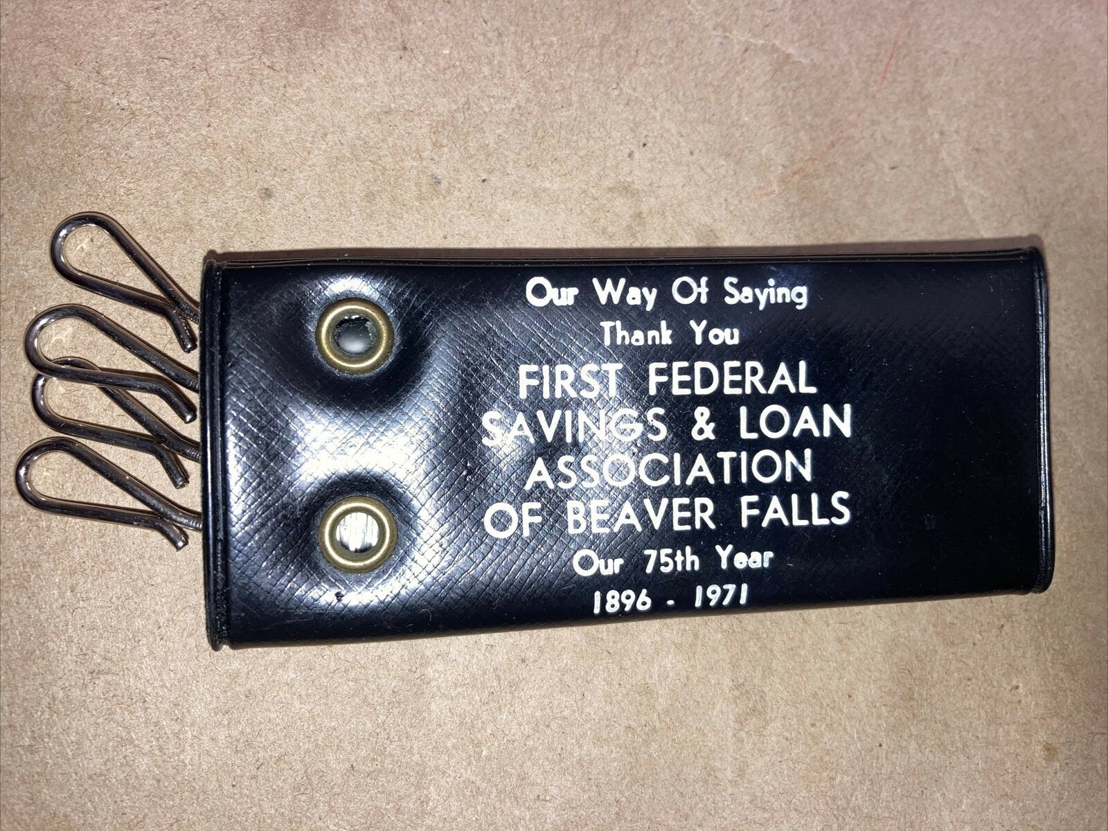 FIRST FEDERAL SAVINGS OF BEAVER FALLS PA. 1971 VINTAGE KEY CHAIN ADVERTISEMENT