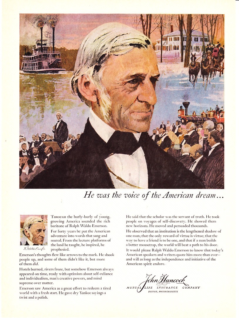 1961 Ralph Waldo Emerson Image art John Hancock Insurance vintage print ad
