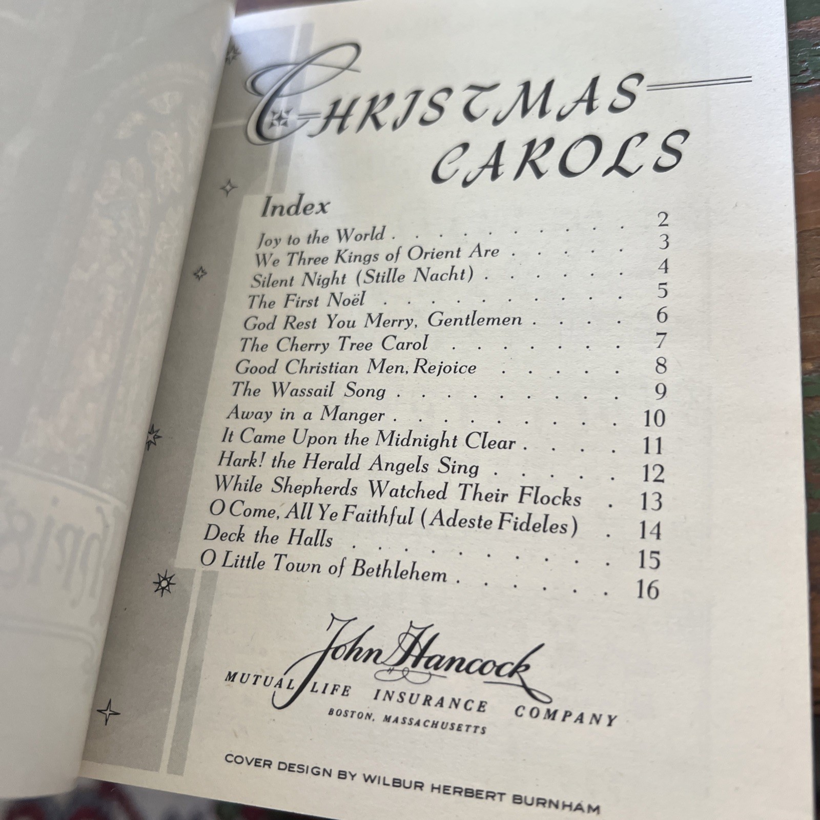 Vintage 1950’s CHRISTMAS CAROLS Booklet John Hancock Mutual Life Insurance Co.