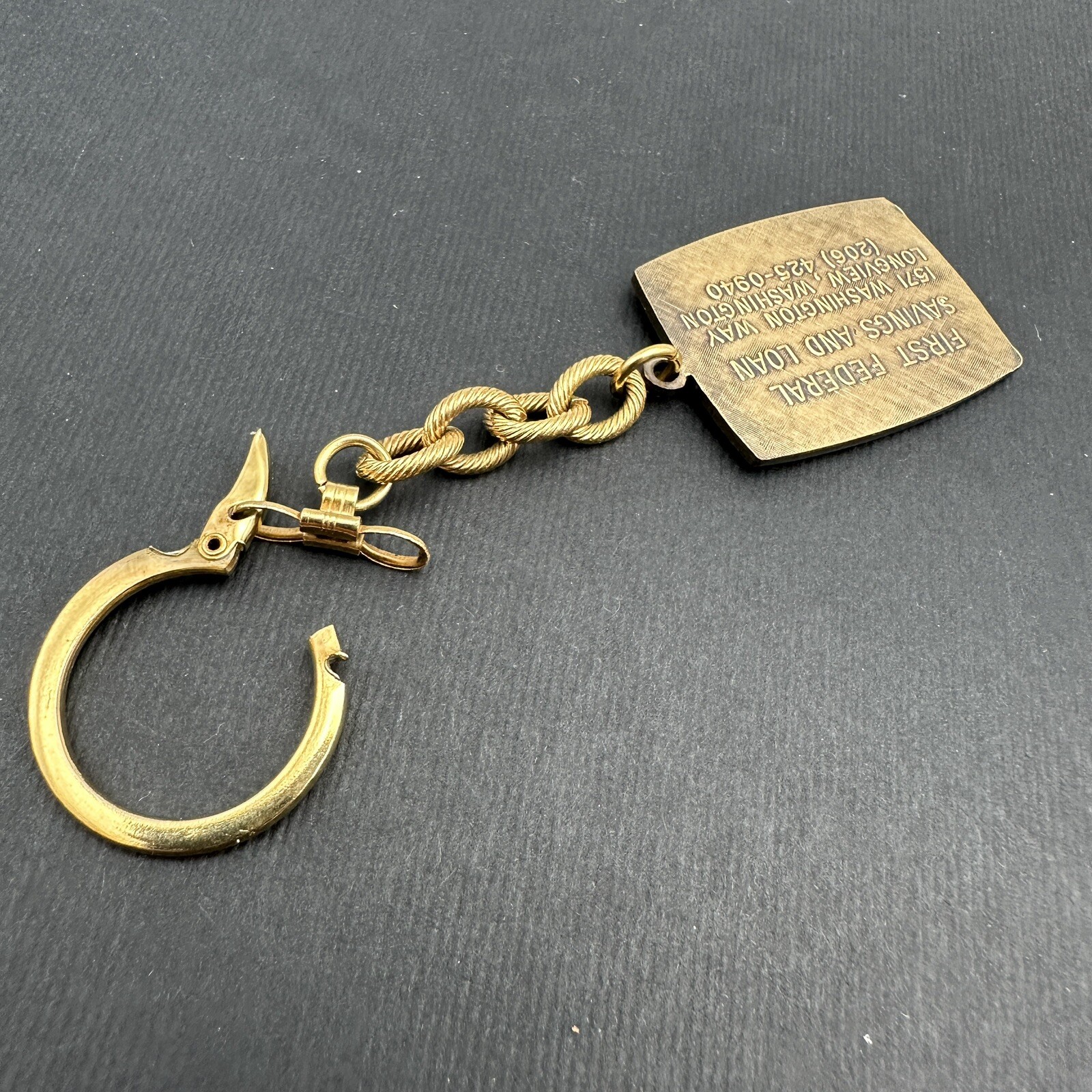 First Federal Savings and Loan 50th Anniversary Keychain Longview Washington VTG