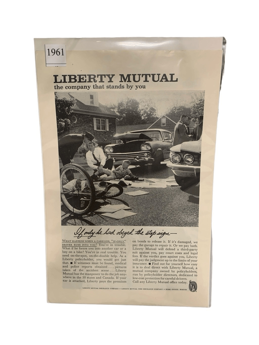 Vintage 1961 Liberty Mutual Obey Stop Sign Paperboy Ad Advertisement