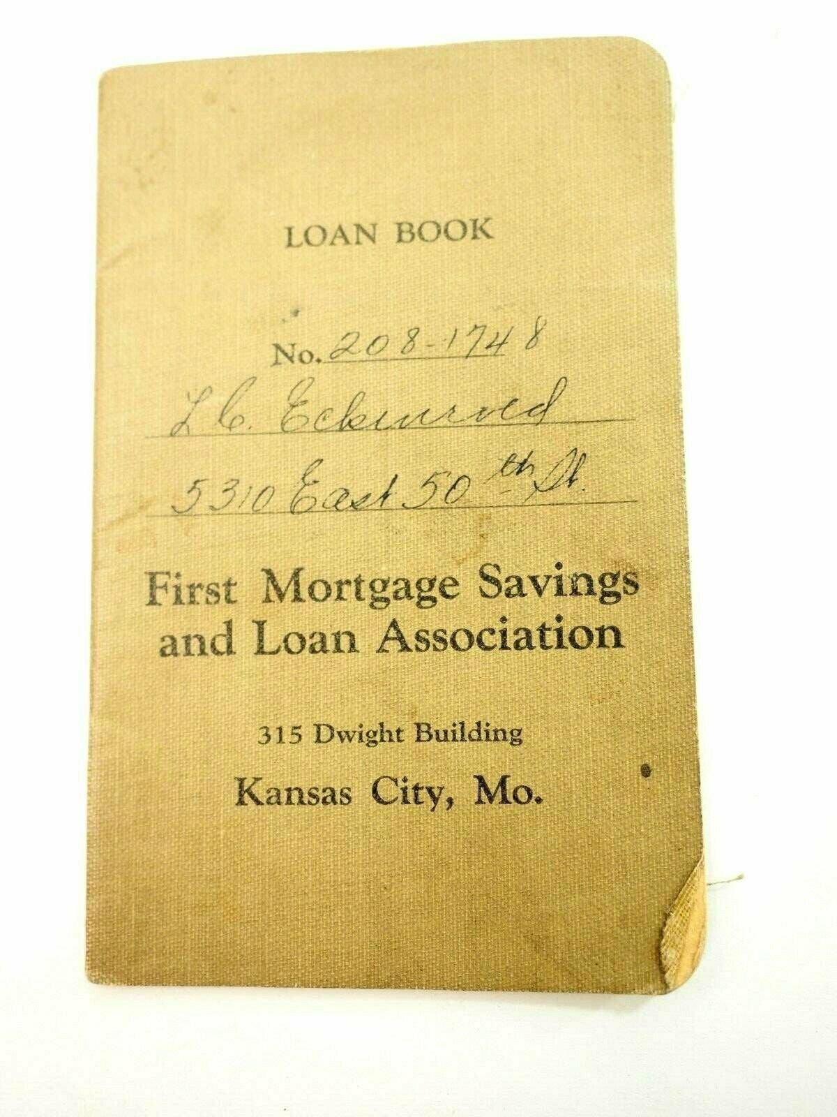 First Mortgage Savings and Loan Association Kansas City Mo.Account Book 1932