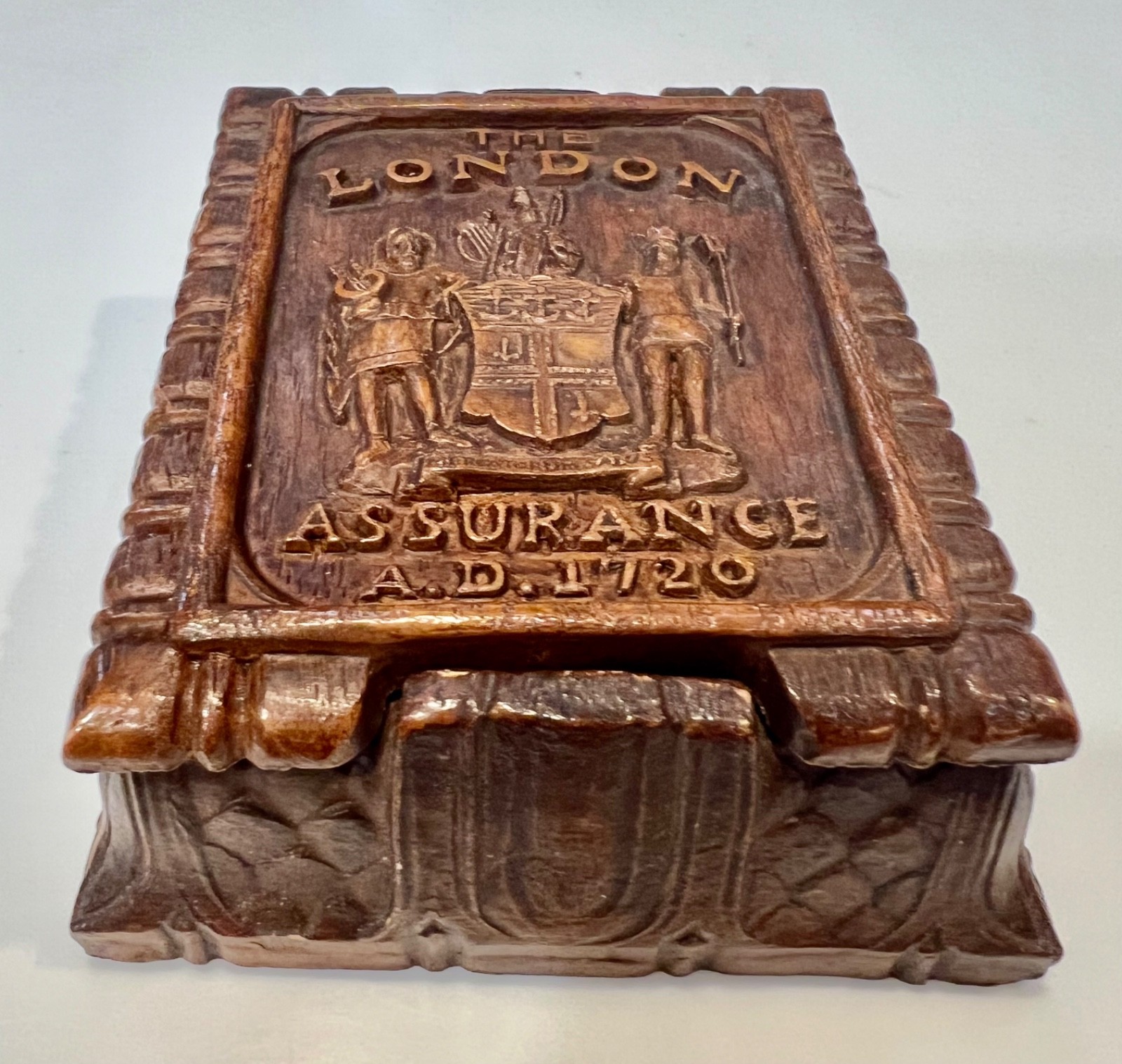 INSURANCE ADVERTISING BURWOOD CO. DESKTOP AWARD SMALL MISC. STORAGE BOX 1940’S