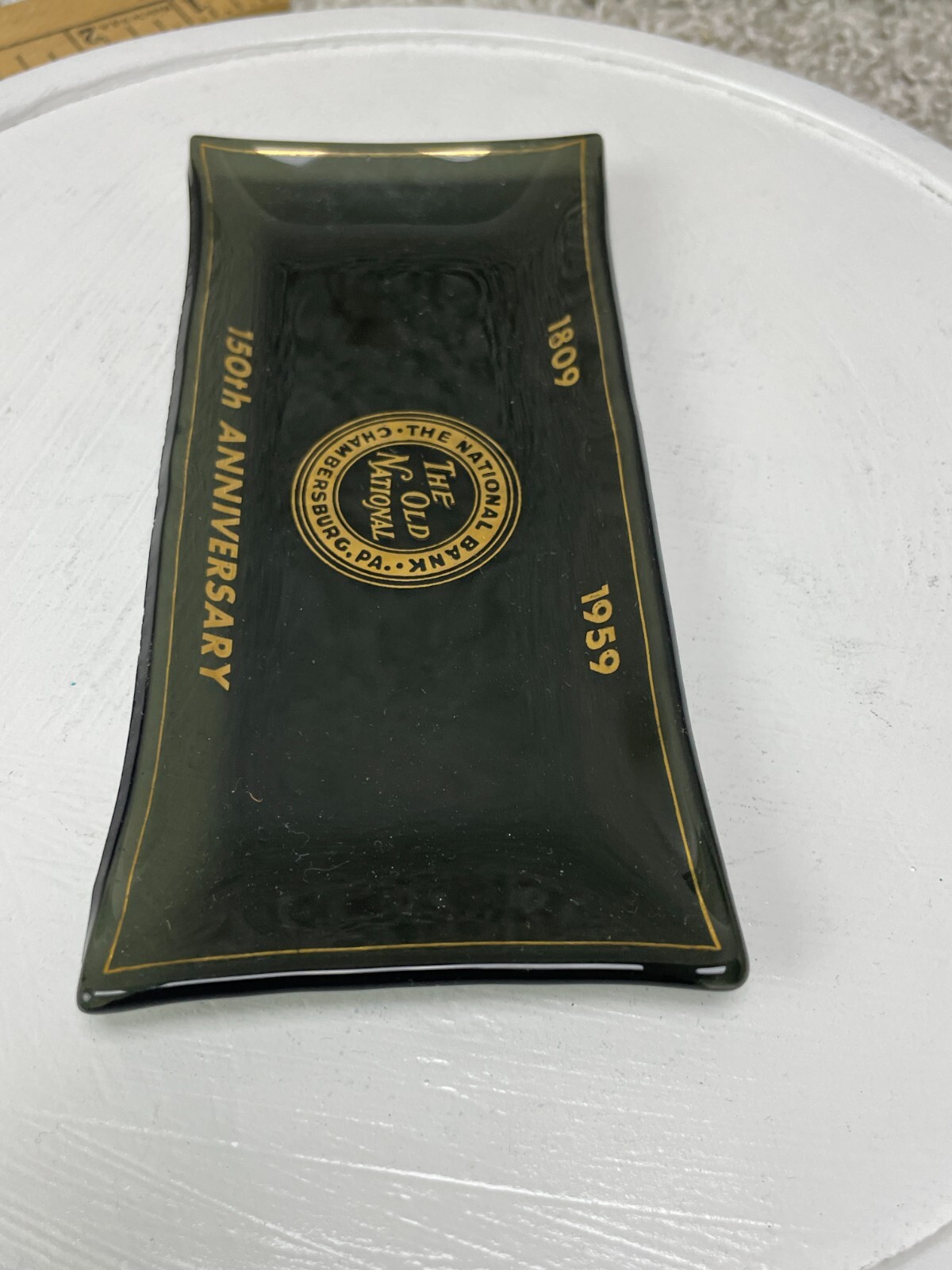 Vintage 1809-1959 150th Anniversary The Old National Bank Glass Dish Ashtray 6″