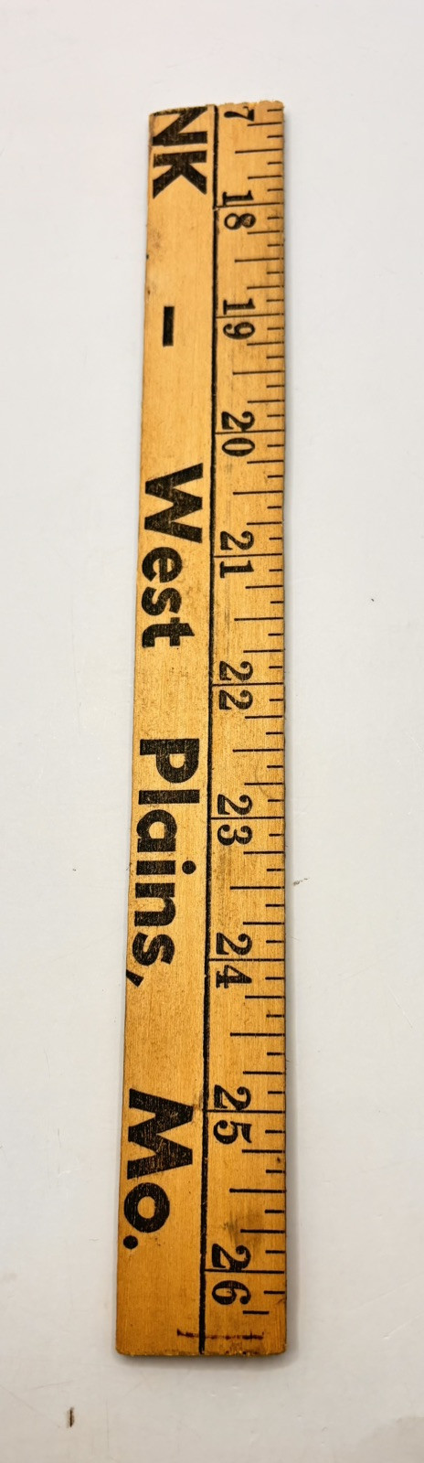 Vintage Wooden Ruler First National Bank West Plains Missouri Antique