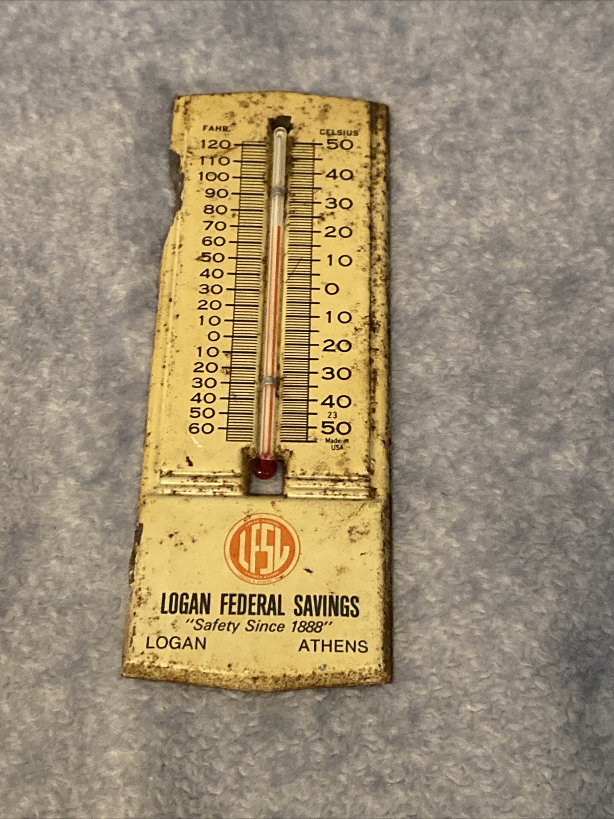 Vintage Lincoln-Logan Federal Savings. Thermometer