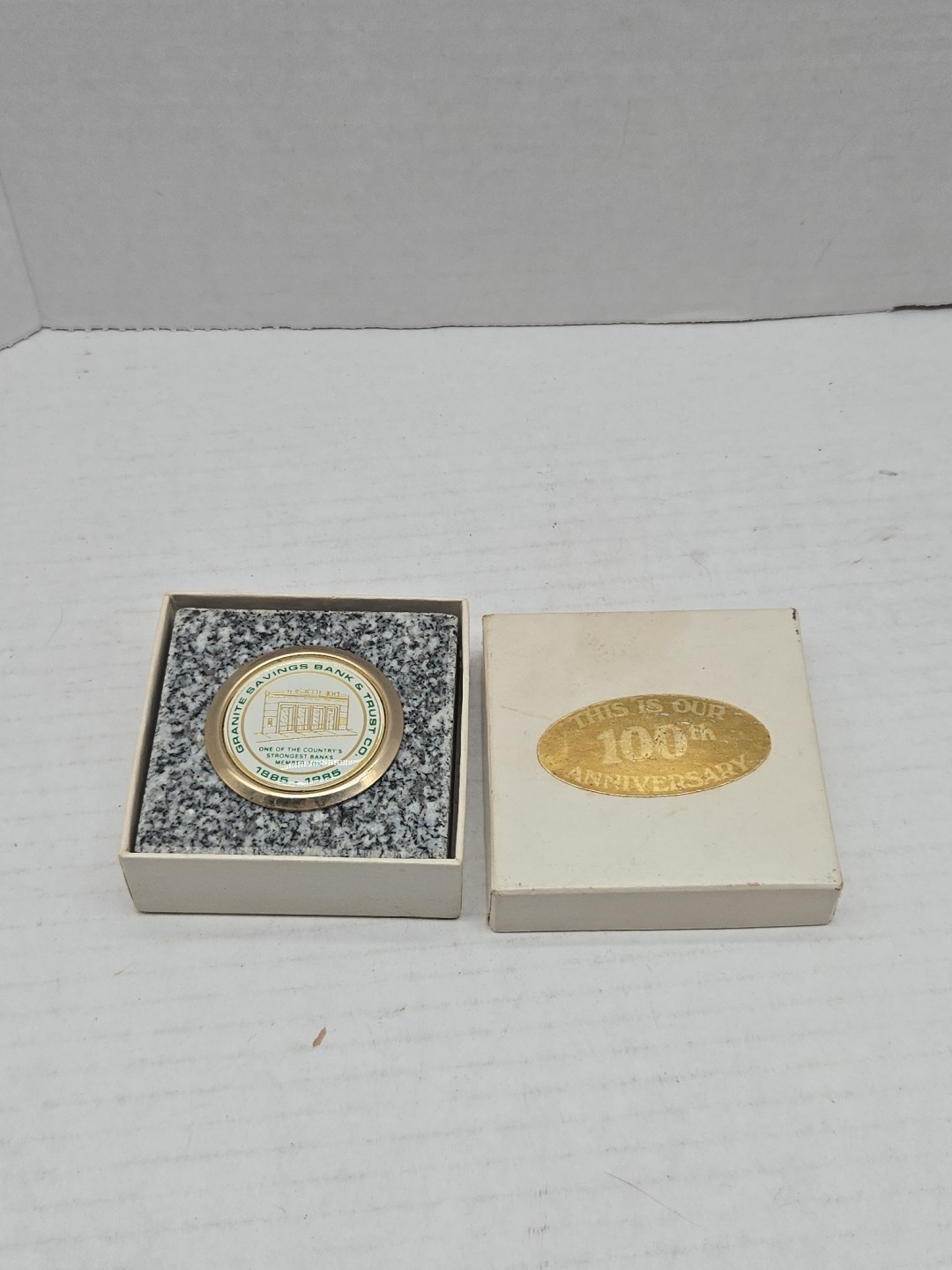 Granite Savings Bank & Trust Co Vermont 1885-1995 Commemorative Paperweight