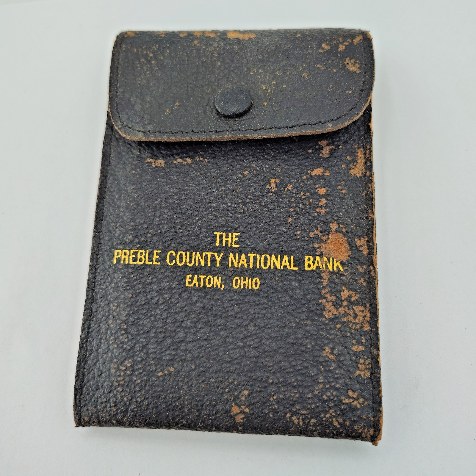 1940s Preble County National Bank Eaton Ohio Leather Checkbook WWII Era
