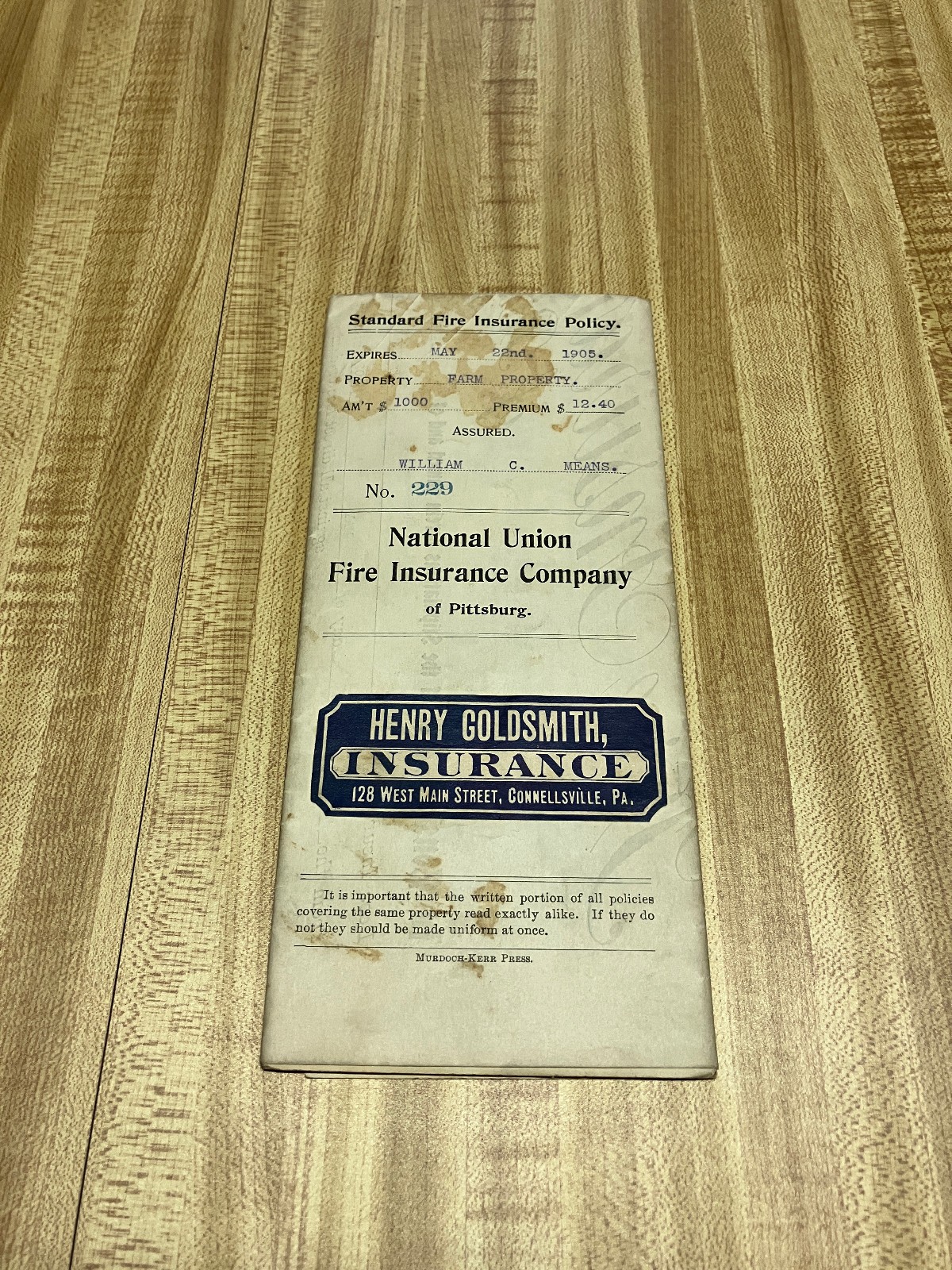 National union fire insurance company farm property policy coverage