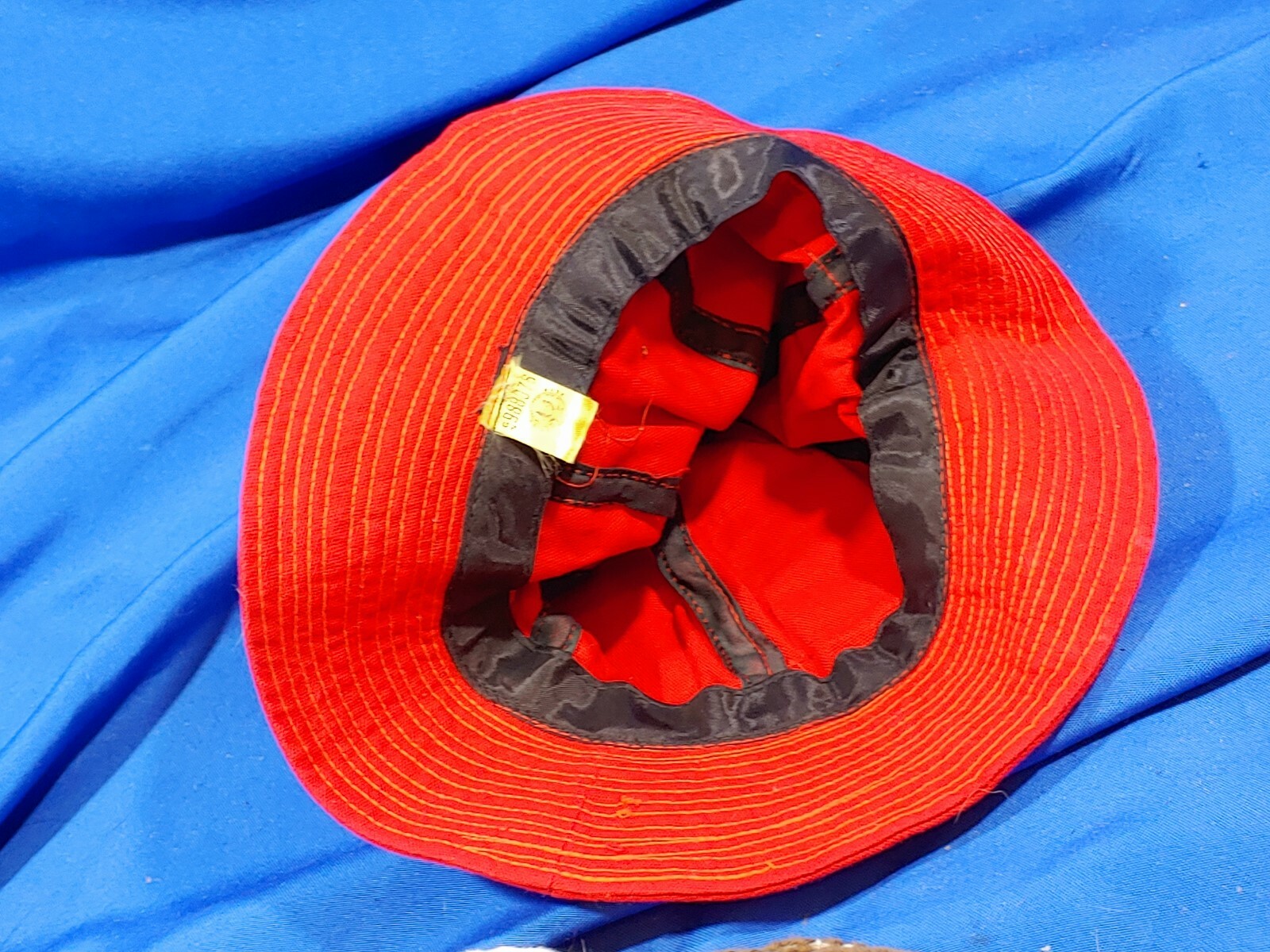 1950s-60s Red EIB Corp Bank Union Made Ladys Kids Garden Fishing Hat Advertising