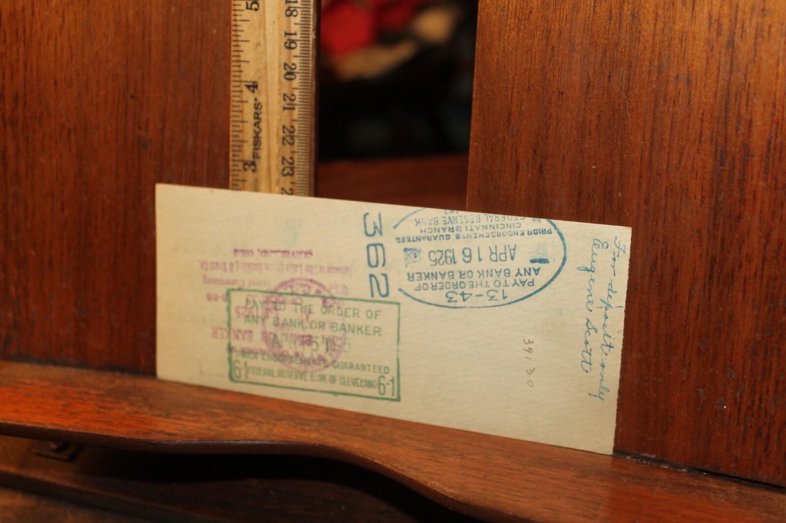 Antique 1925 Bethel Ohio First National Bank Ohio Cancelled Check