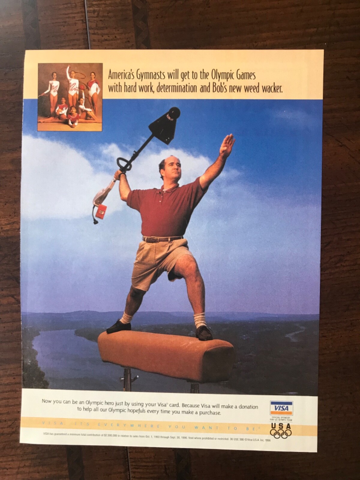 1996 vintage original print ad Visa Supporting America’s Gymnastics Team